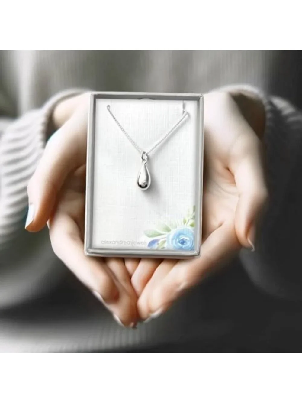 Sterling Silver Teardrop Pendant Necklace - Minimalist Layering Jewelry for